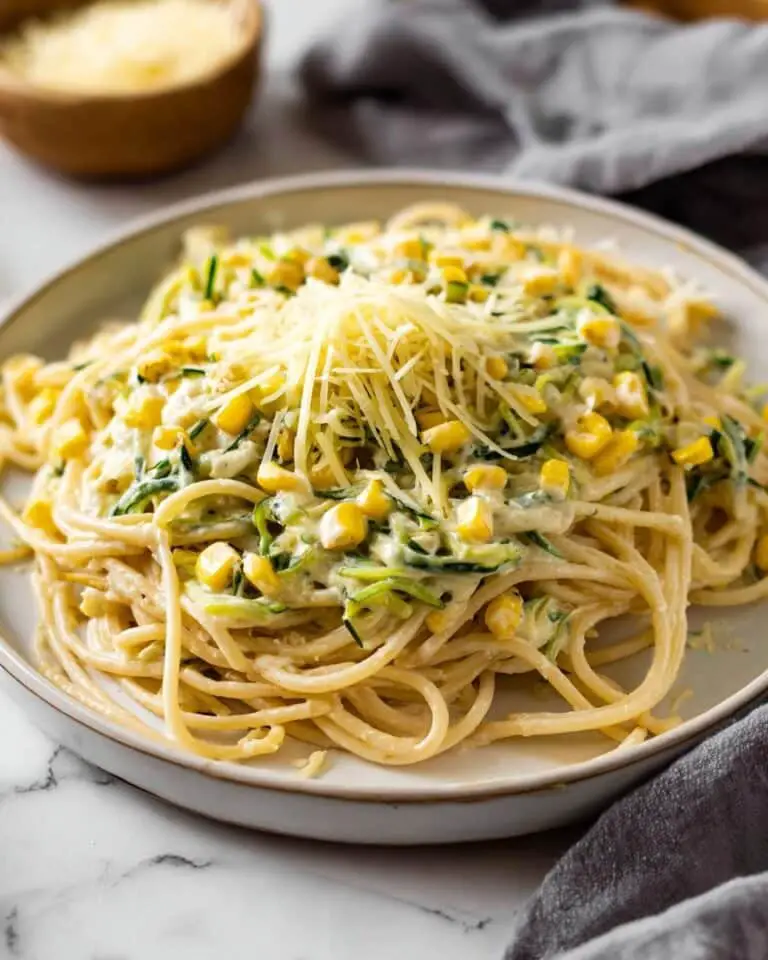 Creamy Zucchini Pasta with Parmesan and Corn Recipe