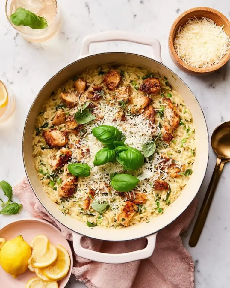 Creamy Green Goddess Orzo with Chicken Recipe