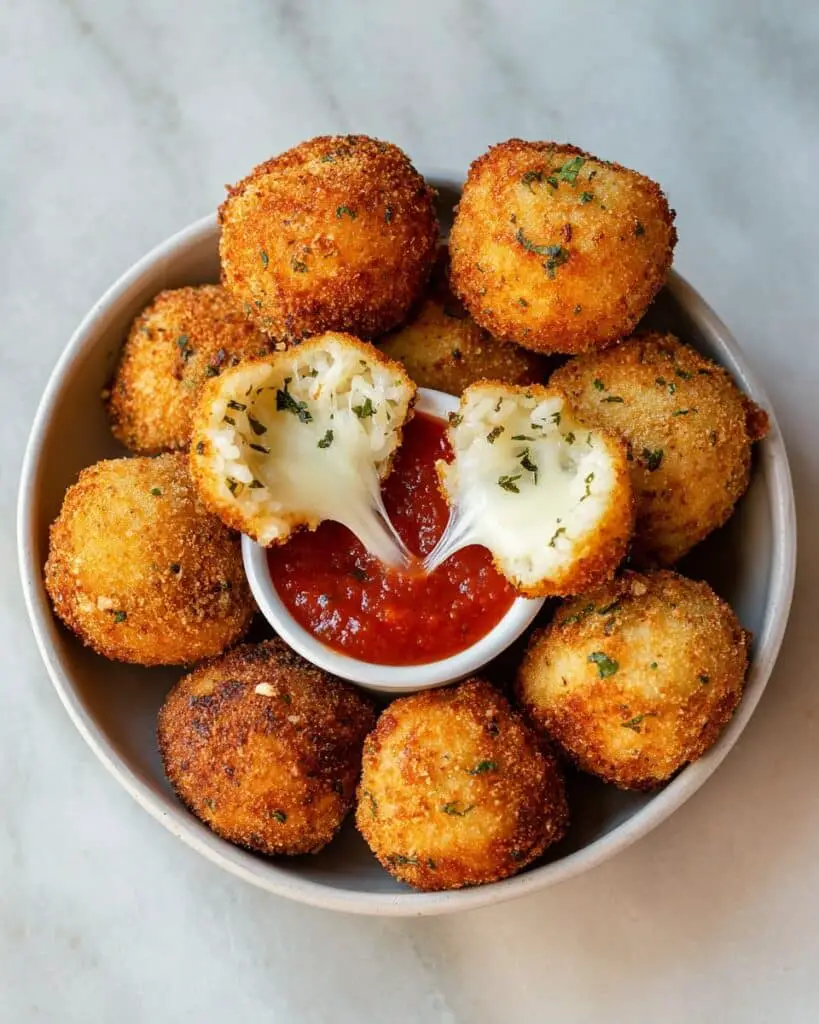Classic Italian Arancini Rice Balls with Parmesan and Mozzarella Recipe