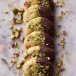 Pistachio Shortbread Cookies with Dark Chocolate and Nut Topping Recipe