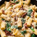 Sun-Dried Tomato Pasta with Creamy Parmesan and Spinach Recipe