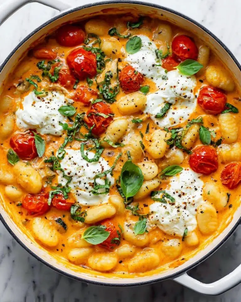 30 Minute Creamy Tomato Gnocchi with Burrata Recipe