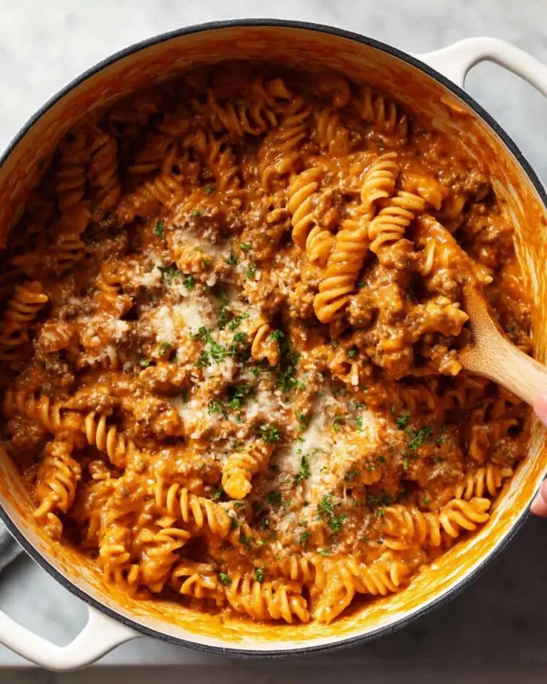 One Pot Creamy Tomato Beef Pasta Recipe