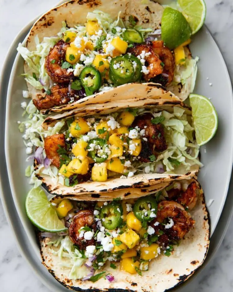 Grilled Shrimp Tacos with Mango Avocado Salsa Recipe