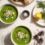 Spinach Soup with Feta, Dill, and Roasted Cauliflower Recipe