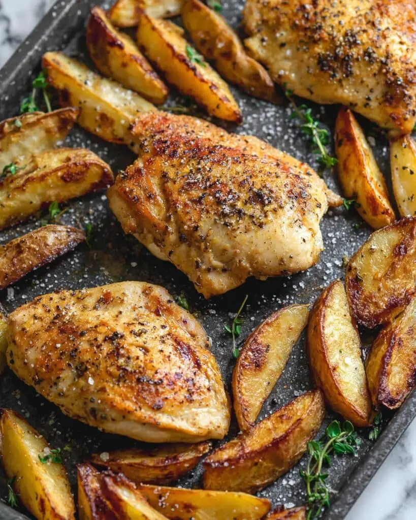 Sheet Pan Garlic Parmesan Chicken & Potatoes Recipe