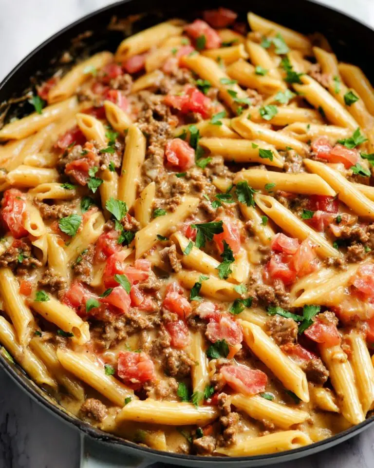Creamy Rotel Pasta with Ground Beef and Cheddar Recipe