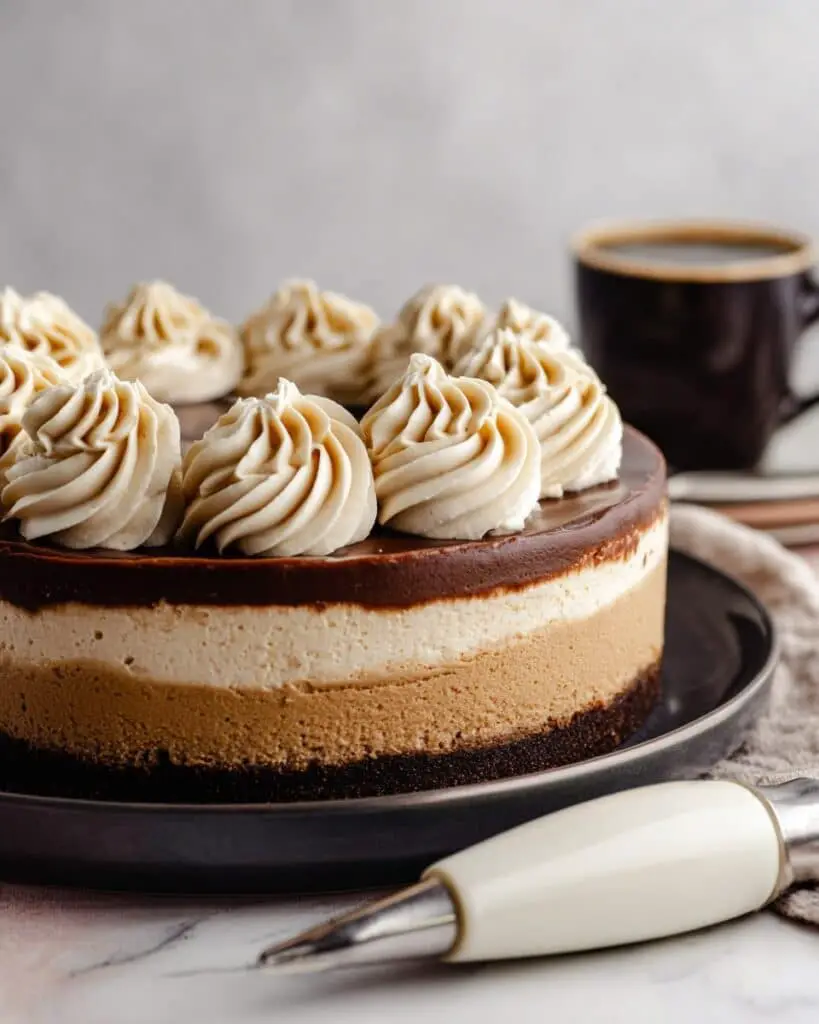Coffee Cheesecake with Espresso Ganache and Coffee Whipped Cream Recipe