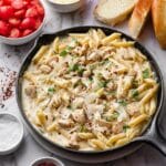 Chicken Penne Pasta with Bruschetta Topping and Creamy Parmesan Sauce Recipe