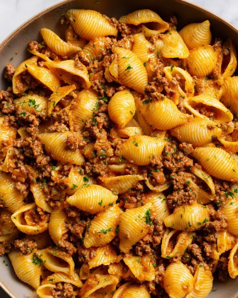 Easy Creamy Beef and Shells Recipe