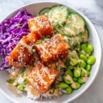 Crispy Salmon Rice Bowls with Ginger Scallion Rice and Spicy Sriracha Mayo Recipe
