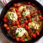 Balsamic Glazed One Pan Chicken with Cherry Tomatoes and Mozzarella Recipe