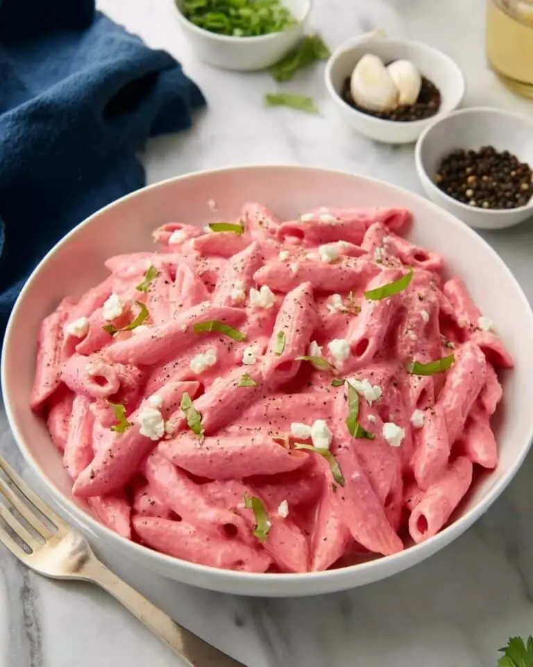 Beetroot Pasta with Feta and Basil Recipe