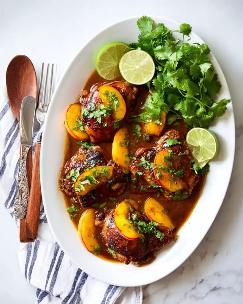 Peach and Spiced Chicken Skillet with Honey-Lime Glaze Recipe
