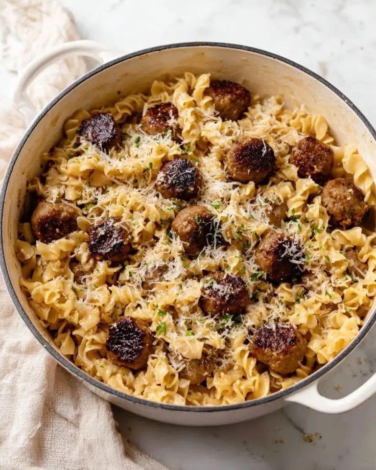 Garlic Butter Chicken Meatballs & Noodles Recipe