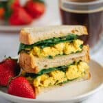 English Muffin Breakfast Sandwich with Eggs, Cheese, and Spinach Recipe