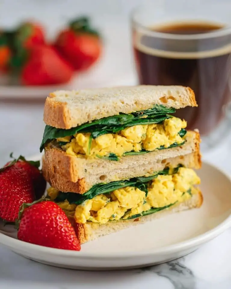 English Muffin Breakfast Sandwich with Eggs, Cheese, and Spinach Recipe
