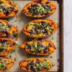 Sweet Potato Skins with Black Beans, Spinach, and Cheese Recipe