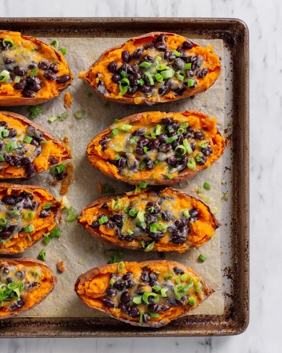Sweet Potato Skins with Black Beans, Spinach, and Cheese Recipe