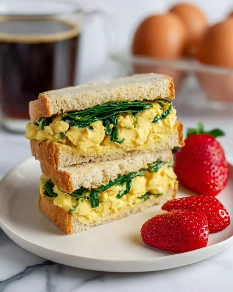 English Muffin Breakfast Sandwich with Spinach and Cheddar Recipe