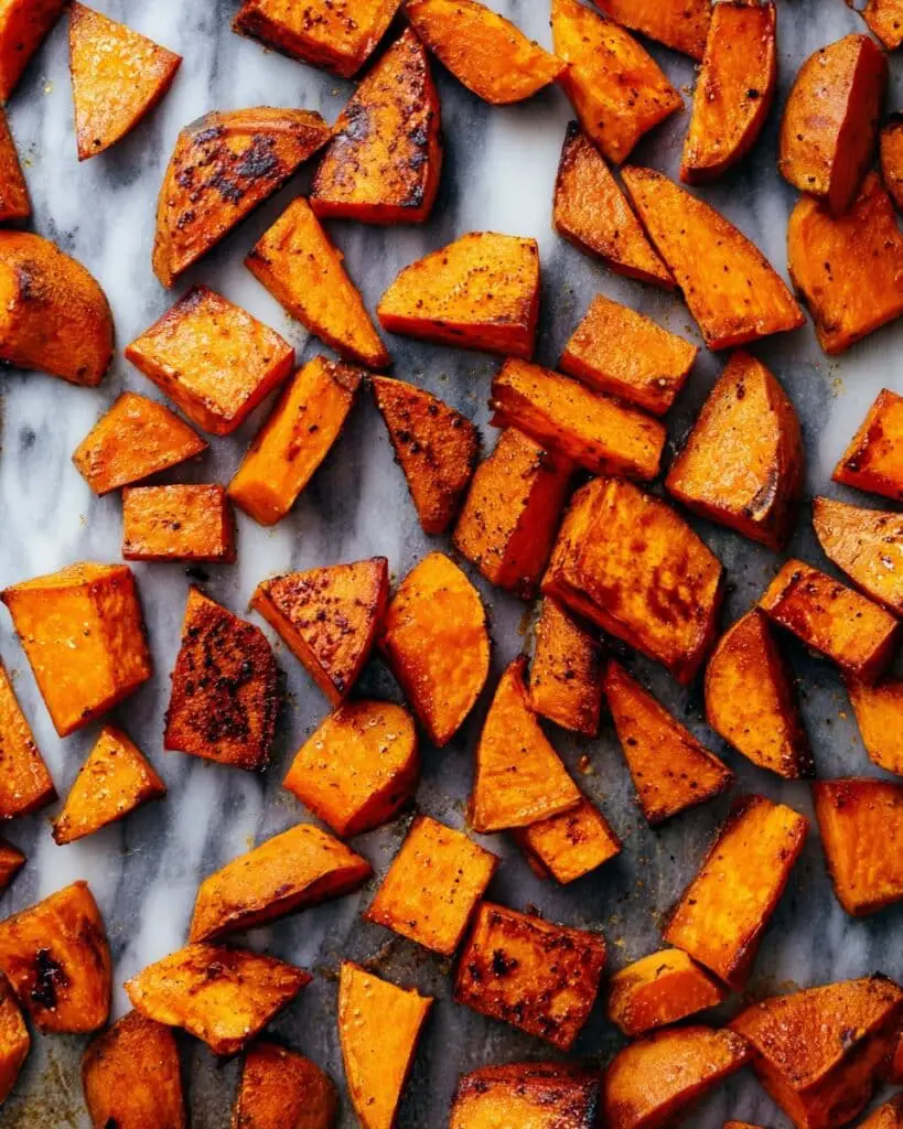 Roasted Sweet Potatoes with Coconut Oil, Brown Sugar, and Seasoned Variations Recipe