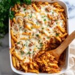 Ground Beef Penne Casserole with Mozzarella and Parmesan Recipe