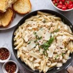 Creamy Chicken Penne Pasta with Bruschetta Topping Recipe