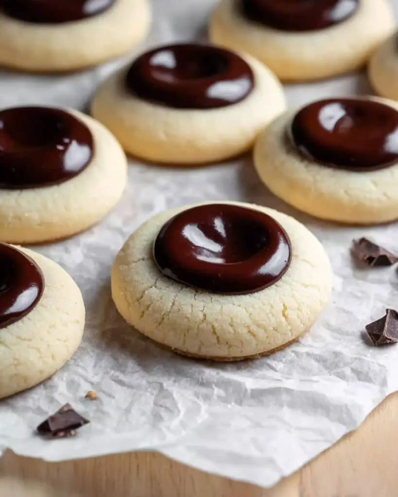 Chocolate Ganache Vanilla Thumbprint Cookies Recipe