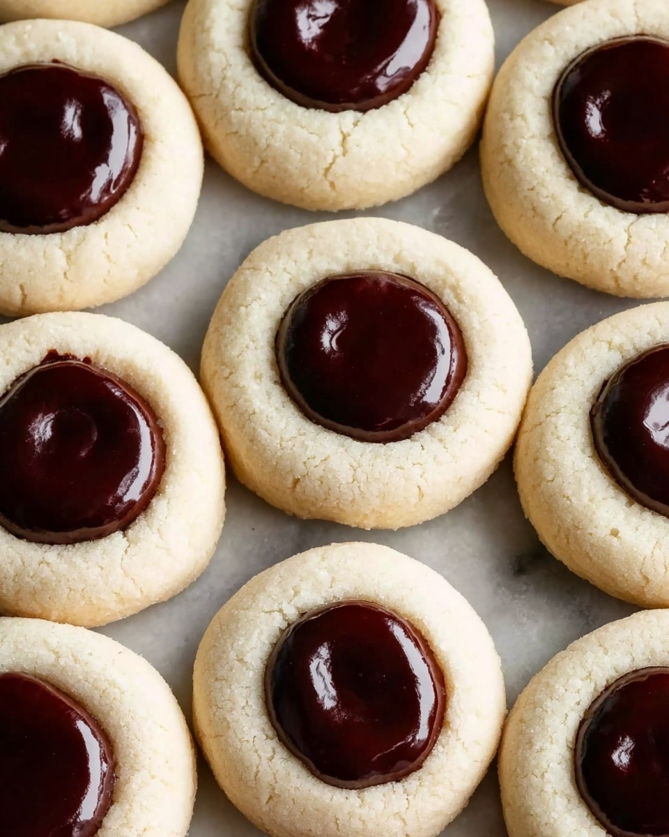 The image shows many round cookies with two layers on a white marbled surface. The base layer is a soft, pale cream color with a smooth, slightly puffy texture and rounded edges. The top layer is a thick, glossy dark brown circle of chocolate in the center of each cookie, creating a strong color contrast. The cookies are arranged close together in neat rows, filling the frame evenly. photo taken with an iphone --ar 4:5 --v 7