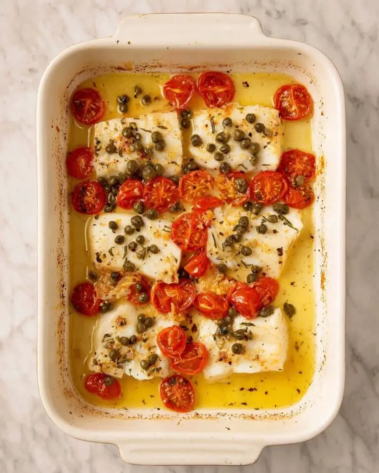 Easy Baked Cod with Cherry Tomatoes, Capers, and Lemon Recipe