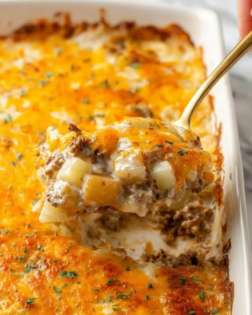 Cheesy Ground Beef and Potato Casserole Recipe