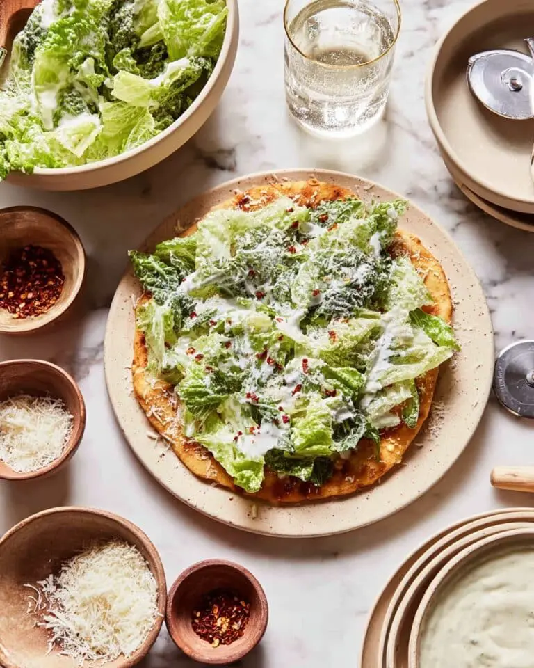 Chicken Crust Caesar Salad Pizza Recipe