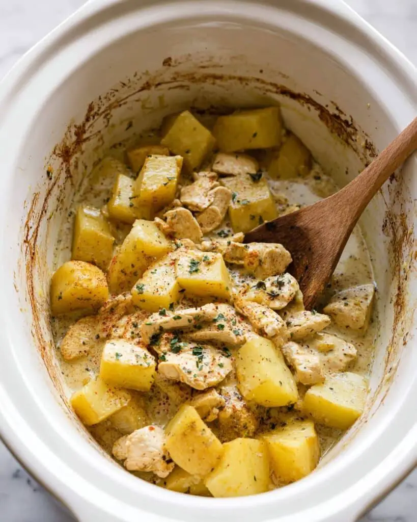 Slow Cooker Parmesan Garlic Chicken and Potatoes Recipe