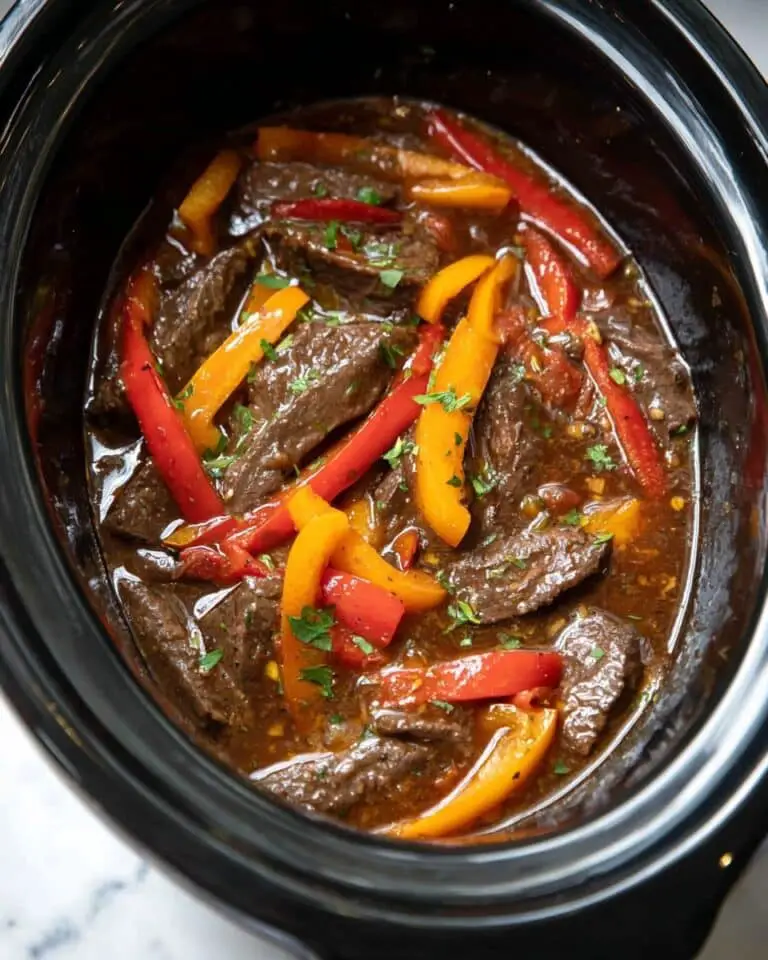 Slow Cooker Pepper Steak with Bell Peppers and Ginger Recipe