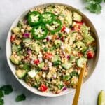 Street Corn Pasta Salad with Cilantro Pesto & Goat Cheese Recipe