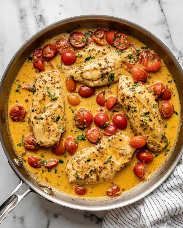 Creamy Pesto Chicken with Cherry Tomatoes Recipe